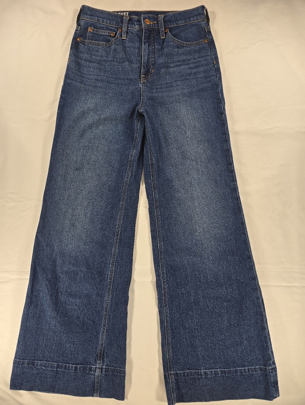 J.Crew 5 Pocket Wide Leg Trousers rouser Jeans Womens 27 Medium Wash Stretch 32"